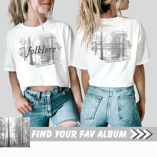 Discover Folklore Album Tee | TS Lyrics | White Unisex Jersey Short Sleeve Tee | Eras Tour Outfit | taylor version Group Gifts | Cardigan Lyrics