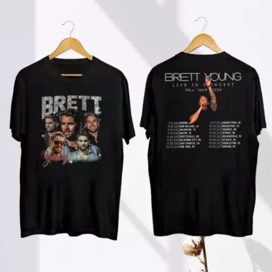 Graphic Brett Young Fall Tour 2024 T-Shirt, Brett Young Homage Shirt