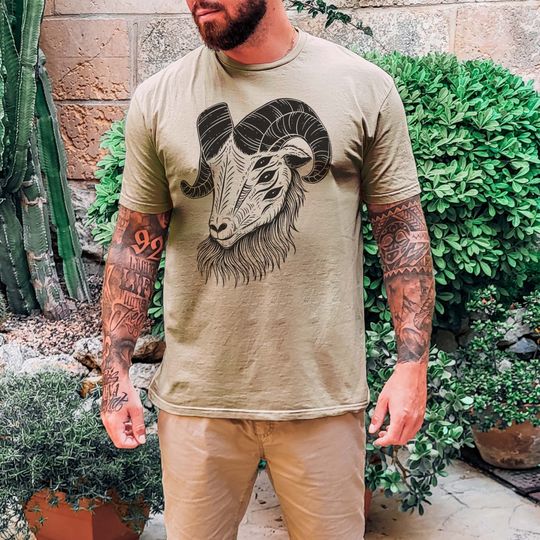 Discover Creepy Goat Shirt | S-4X Occult Animal Graphic Tees | Dark Aesthetic Gifts for Men and Women