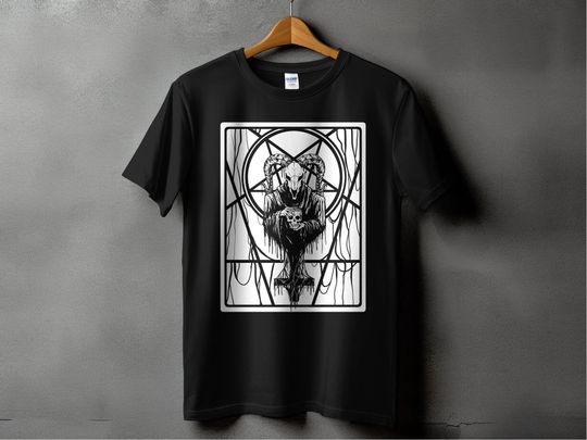 Discover Satanic Goat Skull T-Shirt, Occult Baphomet Art Tee, Gothic Dark Graphic Tshirt, Unique Mystical Apparel for Men and Women, Pentagram tee