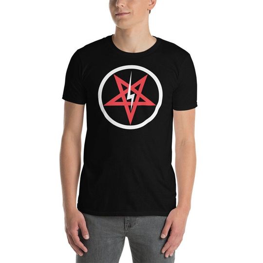 Discover Satanic Church Sigil Bolt Inverted Pentagram Men's Short-Sleeve T-Shirt