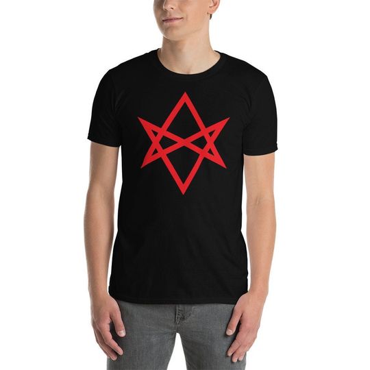 Discover Red Unicursal Hexagram Six Pointed Star Men's Short-Sleeve T-Shirt
