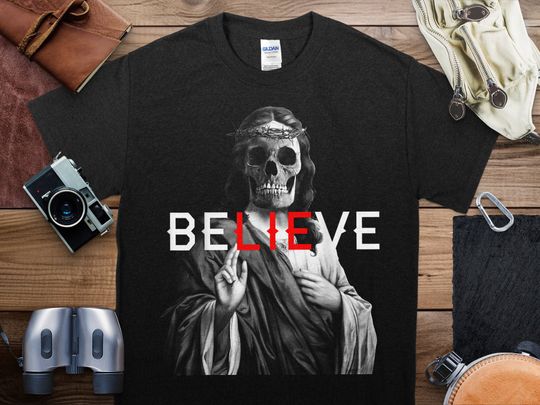 Discover Blackcraft Antichrist Jesus Skull Believe Satan Atheist T-Shirt, blackcraft antichrist jesus skull, satan atheist t-shirt