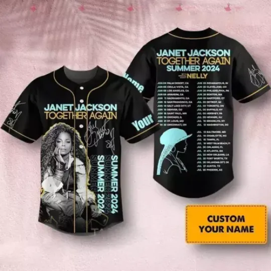 Personalized Janet Jackson Baseball Jersey Shirt  Together Again Tour 2024 Shirt