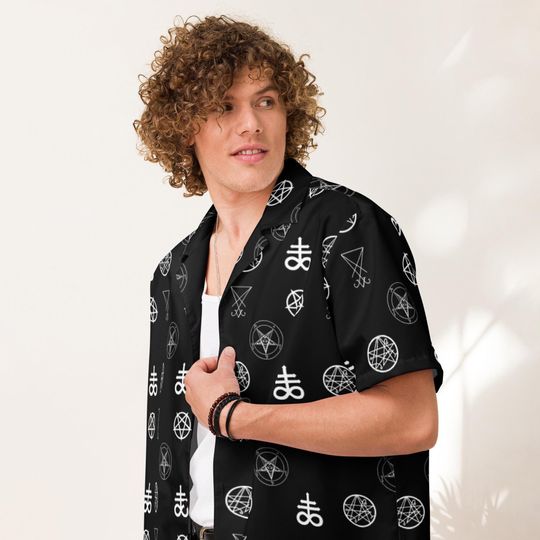 Discover Demonology Occult Symbols Satanic Evil Button Up Shirt