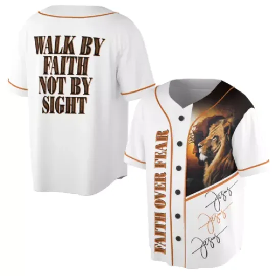 Sun Lion Jesus Christ Faith Over Fear Baseball Jersey
