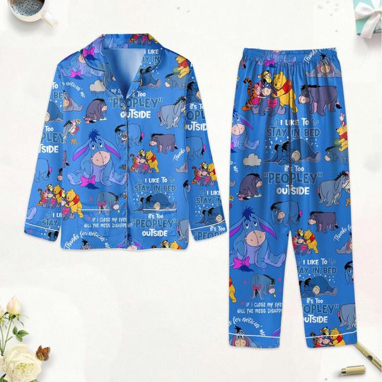 Halloween Disney Eeyore Pajamas Set, Winnie The Pooh Shirt, Cartoon Women Pajamas