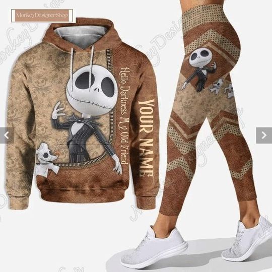 Discover Halloween Jack Skellington Combo Hoodie & Legging, Horror Character Unisex Hoodie, Nightmare Before Christmas, Skellington Yoga Pants