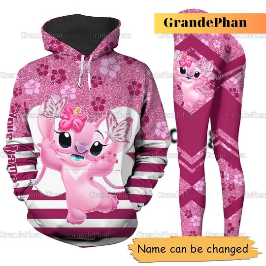 Discover Stitch Angel Hoodie Leggings, Custom Angel Sweatshirt, Disney Stitch 3D All Over Print T-Shirt, Angel Hoodie For Mom, Disney Leggings