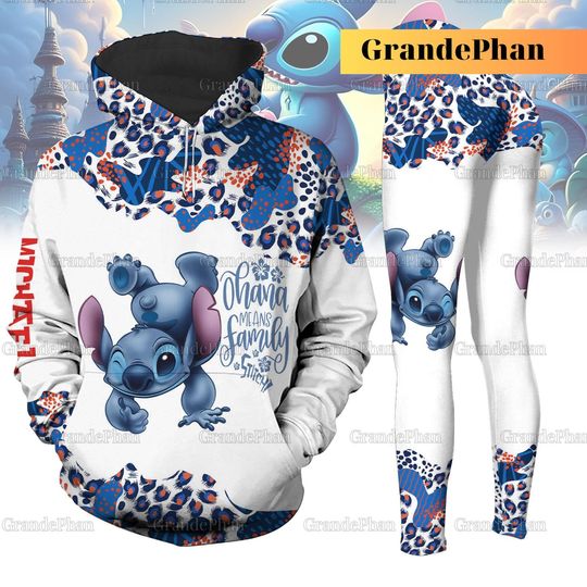 Discover Stitch Hoodie Leggings, Custom Stitch Sweatshirt, Disney Stitch 3D All Over Print T-Shirt, Stitch Hoodie For Mom, Womens Leggings