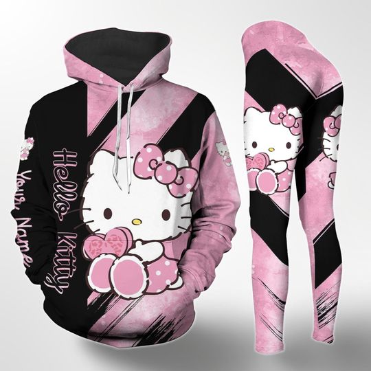 Hello Kitty 3D All Over Print Hoodie Legging, Kitty Cat Women Shirt, Personalized Hoodie, Cat Unisex Tshirt, Kitty Birthday Gift