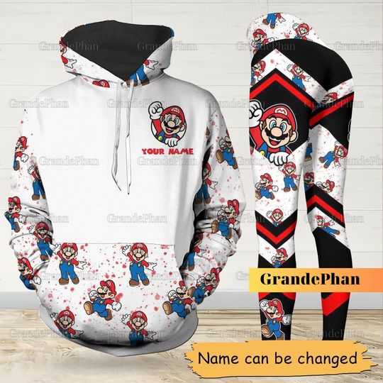 Super Mario Hoodie, Mario Women Legging, Mario Gamer Shirt, 3D All Over Print Shirt, Nintendo Hoodie, Personalized Mario Hoodie