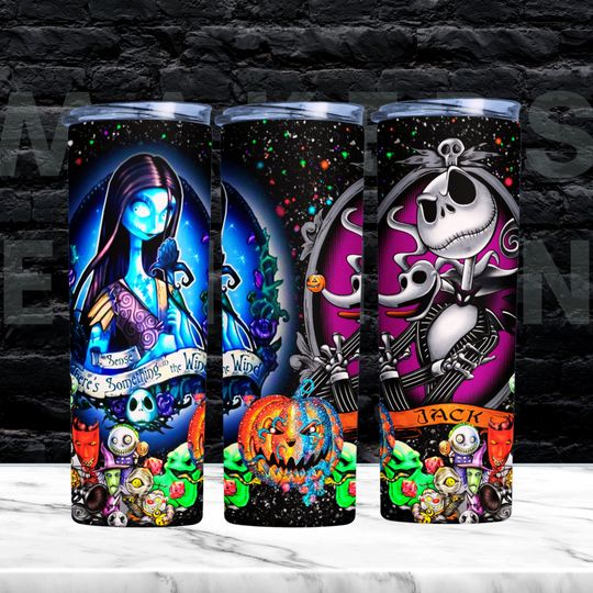 Jack and Sally | Skellington | Nightmare | 20oz Stainless Steel Tumbler | Sublimation Tumbler | Spooky | Halloween Tumbler | Oogie Boogie