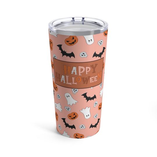 Discover Happy Halloween Tumbler - 20oz Stainless Steel Insulated Mug, Halloween Drinkware, Spooky Travel Mug, Fall and Halloween Cup