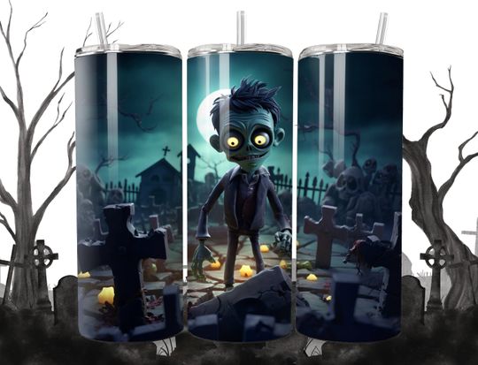 Discover Halloween Spooky Zombie, 20oz Sublimation Tumbler Design, Kid Friendly Halloween Straight/Tapered Tumbler Wrap