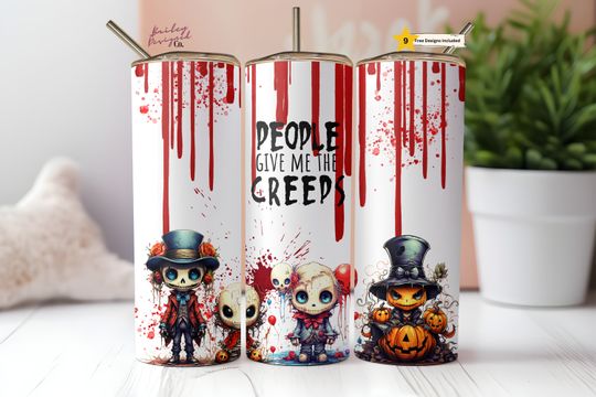 Discover People Give Me the Creeps 20 oz Skinny Tumbler Sublimation Design , Funny Halloween Tumbler
