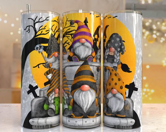 Discover Gnome Halloween Tumbler Design | Sublimation , 20 oz tumbler sublimations, tumbler wrap