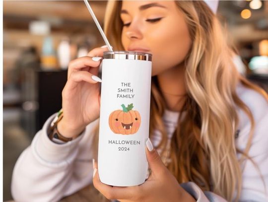 Discover Personalized Halloween Tumbler with Custom Family Name, Tumbler 20oz, Customizable, Family-O-Lantern Halloween Tumbler for Trick or Treat