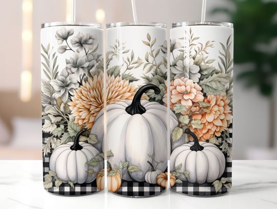 Discover Pumpkin Fall Tumbler Wrap for 20 oz Skinny Tumbler | Fall Sublimation Tumbler Designs | Fall Tumbler Sublimation Design