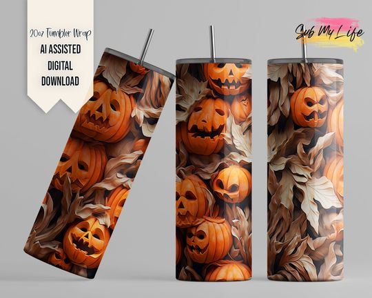 Discover 3D Halloween Tumbler Wrap - Halloween Design for 20oz Tumbler