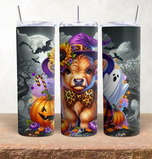 Discover Highland Cow Halloween Tumbler - Fall Tumbler Highland cow tumbler Halloween Highland Cow