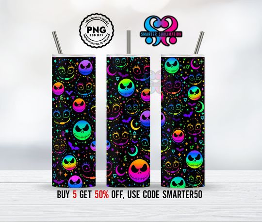 jack and sally tumbler - Jack Skellington tumbler - 20 oz Skinny Tumbler - nightmare tumbler - Halloween Tumbler  - Horror Tumbler wrap