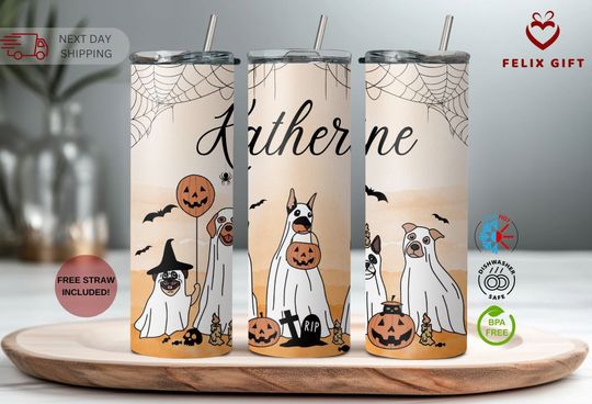 Discover Ghost Dog Halloween Tumbler, Fall Tumbler, Spooky Season Halloween Gift, Dog Mom Gift, Halloween Mug , Spooky Vibes