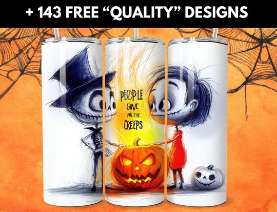 Discover People Give Me the Creeps Funny Halloween Tumbler Wrap 20 oz Skinny Tumbler Sublimation Design