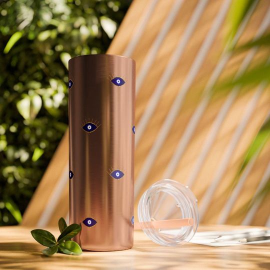 Discover Halloween Evil Eye Skinny Tumbler with Straw, 20oz