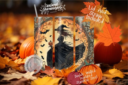 Discover Witchy Tumbler, Halloween Witch Travel Mug with Straw, Spooky Witch Cup, Witch Tumbler Gift for Women