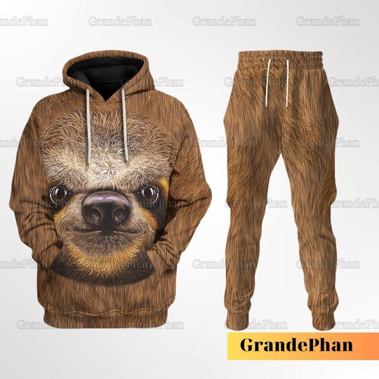 Discover Halloween Sloth Animal Cosplay 3D Hoodie, Sloth Costume Adult, Animal Costume T Shirt, Sweatpants Women, Halloween All Over Print Tee