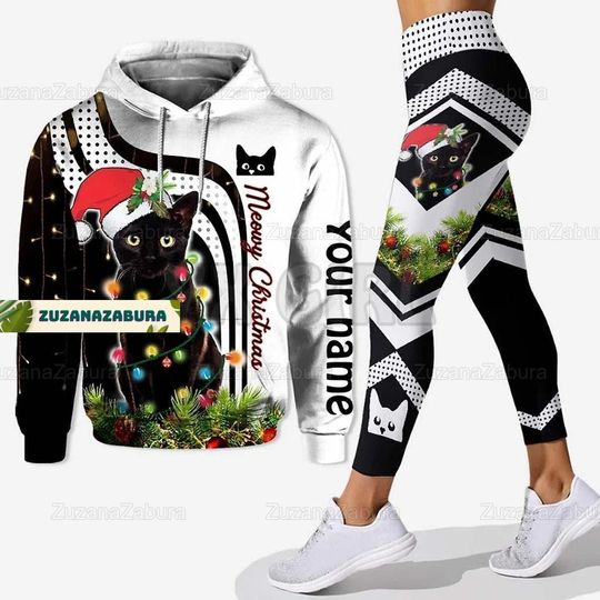 Discover Black Cat Hoodie, Black Cat Legging, Cat Hoodie, Cat Legging, Christmas Cat Hoodie, Cat Lover Hoodie, Cat Lover Gift, Custom Hoodie
