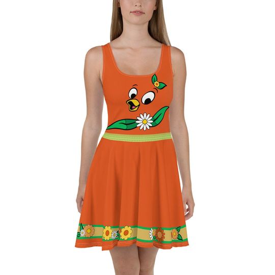 Orange Birdie Skater Dress