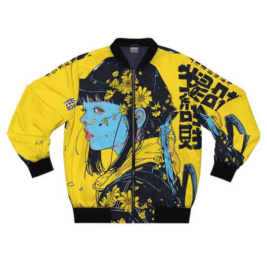 Vintage Japanese Art Men's Bomber Jacket (AOP),Japanese Streetwear ,Fashionable japanese bomber jacket