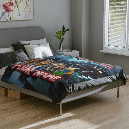 Personalized Roblox Fleece Blanket with Name, Soft, Cozy & Perfect as a Gift for Fans - Fleece  Microfiber Blanket