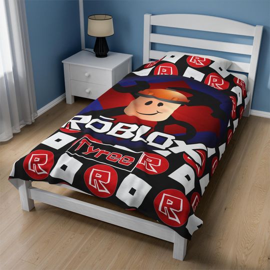 Roblox Custom Fleece Blanket, The Builder, Personalized Game Bedding, Video Game Gear, Fleece Plush, Customizable Player