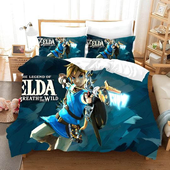 The Legend of Zelda Duvet Cover, Link Bedding Set, Digital Printed Duvet Cover Set, Create Your Own Bedding, Gamer Duvet Cover