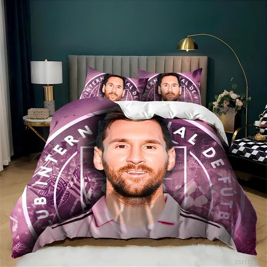 Lionel Messi Duvet Cover, Lionel Messi Fan Bedding Set,Soccer Duvet Cover Set, Create Your Own Bedding, Custom Duvet Cover