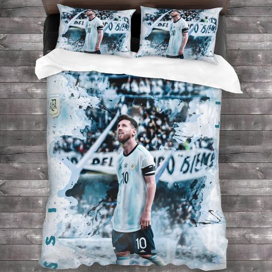 Lionel Messi Duvet Cover, Lionel Messi Fan Bedding Set,Soccer Duvet Cover Set, Create Your Own Bedding, Custom Duvet Cover
