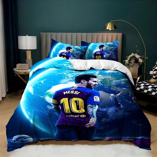 Lionel Messi Duvet Cover, Lionel Messi Fan Bedding Set,Soccer Duvet Cover Set, Create Your Own Bedding, Custom Duvet Cover