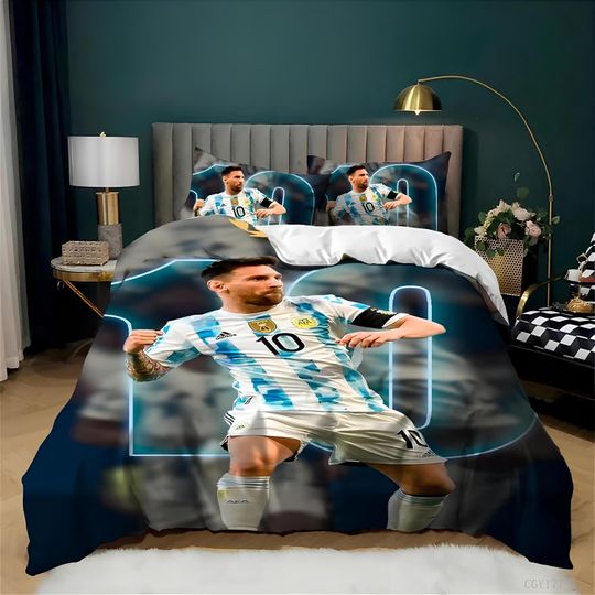 Discover Lionel Messi Duvet Cover, Lionel Messi Fan Bedding Set,Soccer Duvet Cover Set, Create Your Own Bedding, Custom Duvet Cover