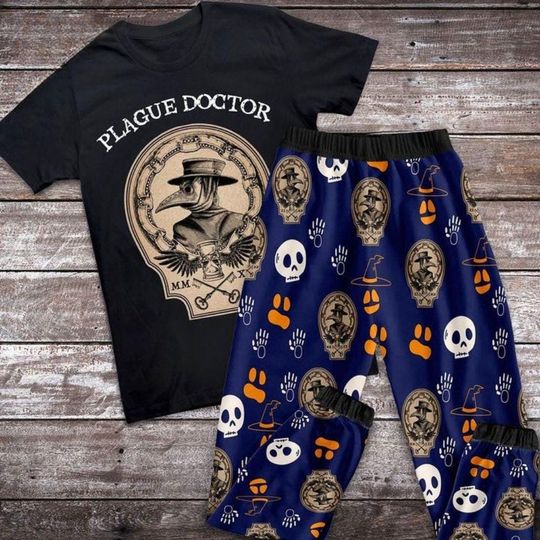 Discover Halloween Plague Doctor Pajamas Set, Occult Shirt, Dark Humor Shirt, Steam Punk Shirt, Halloween Movie Pajamas, Spooky Season Gift