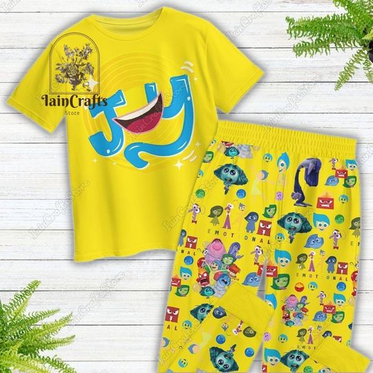 Halloween Inside Out 2 Pajamas Set, Inside Out Characters Shirt, Holiday Sleepwear, Its Okay To Feel Shirt, Pixar Movie Pajamas Set