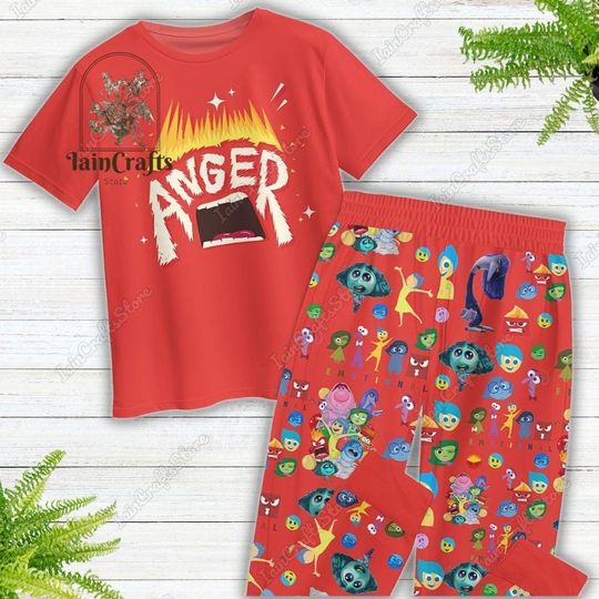 Halloween Disney Inside Out Pajamas Set, Inside Out Anger Shirt, Disney Pixar Movie Shirt, Cute Holiday Pajamas, Its Okay To Feel Tee