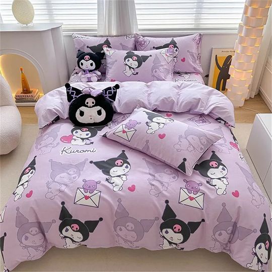 Kawaii My Melody Kuromi Cinnamoroll Bedding Set, Home Decor, Child Gift for Soft Comfortable Bedding Bedroom
