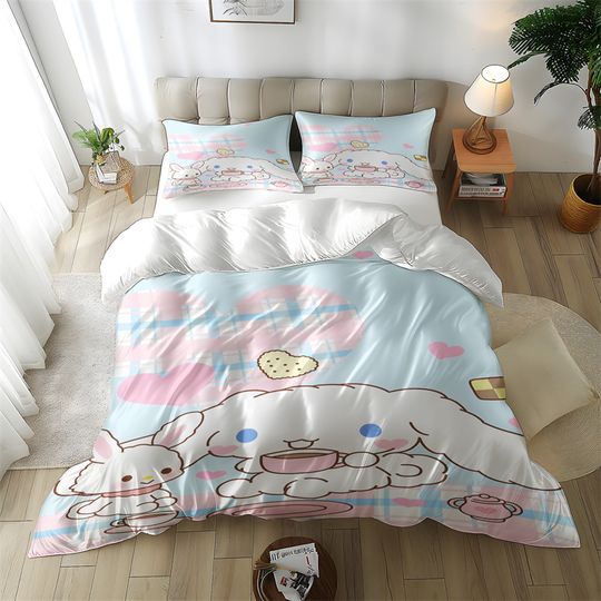 Cinnamoroll Sanrio Cartoon Bedding Set, Home Decor, Child Gift for Soft Comfortable Bedding Bedroom