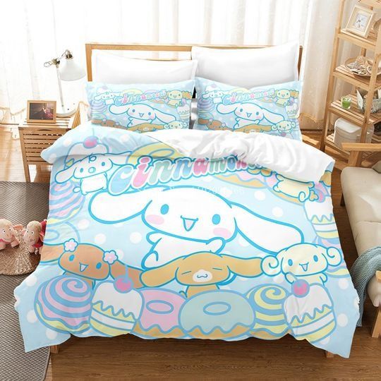 Cinnamoroll Sanrio Cartoon Bedding Set, Home Decor, Child Gift for Soft Comfortable Bedding Bedroom