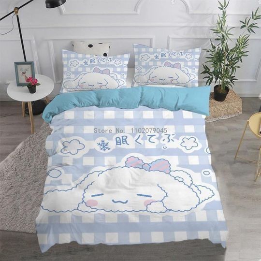 Cinnamoroll Sanrio Cartoon Bedding Set, Home Decor, Child Gift for Soft Comfortable Bedding Bedroom
