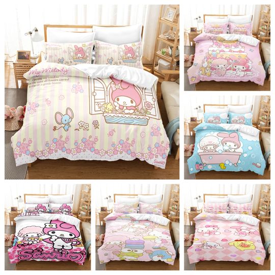 Cinnamoroll Sanrio Cartoon Bedding Set, Home Decor, Child Gift for Soft Comfortable Bedding Bedroom