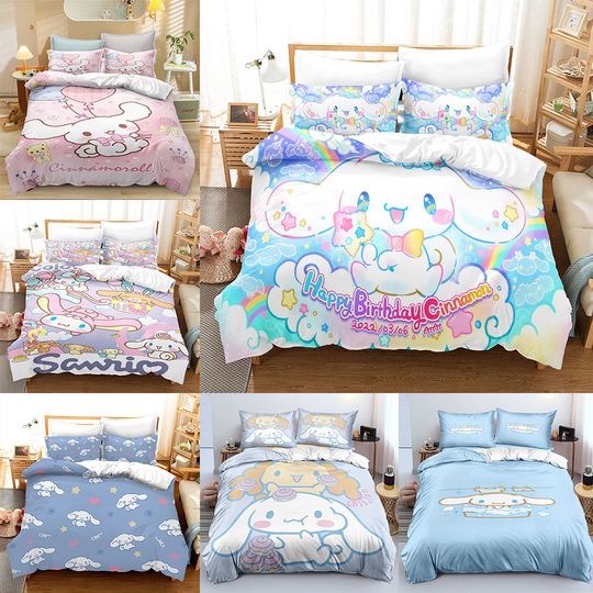 Cinnamoroll Sanrio Cartoon Bedding Set, Home Decor, Child Gift for Soft Comfortable Bedding Bedroom